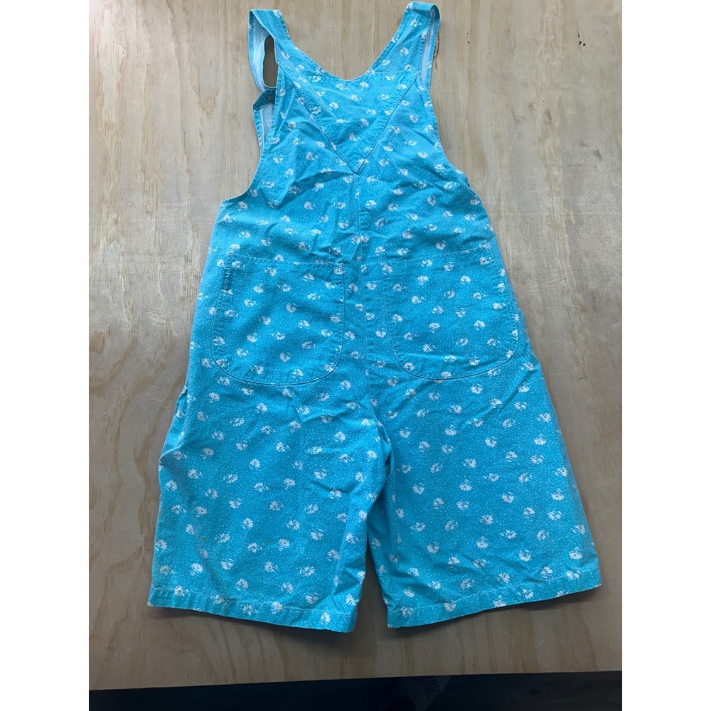 Vintage Gitano Women Blue Floral Ramie Cotton Shortalls Overalls Size M 90s - Picture 5 of 10